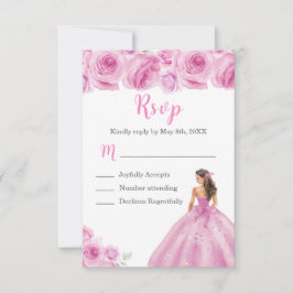 Cartão RSVP Princesa Floral em Escolha de Refeição de Vestido 