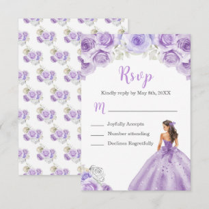 Cartão RSVP Princesa Floral, um Vestido Roxo