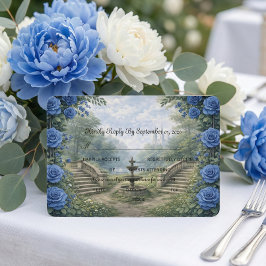 Cartão RSVP Printed Watercolor Castle Garden Fountain
