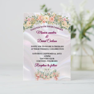 Cartão RSVP Projeto de Casamento Floral Romântico