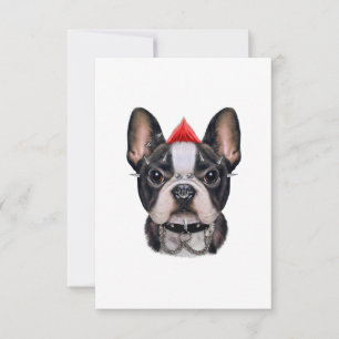 Cartão RSVP Punk Rock Style French Buldogue Para Cachorro