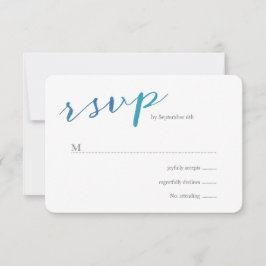 Cartão RSVP Pura Amor Aquarela Casamento RSVP/Oceano Azul