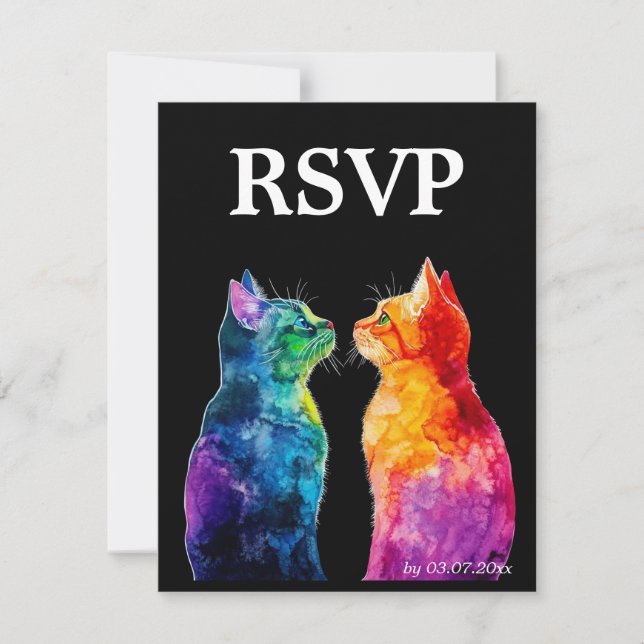 Cartão RSVP 🌈 Puramente Seu Amor Arco-Íris (Frente)