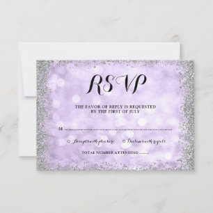 Cartão RSVP Puro Prata Faux Lights Bat Mitzvah