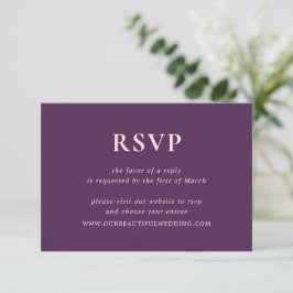 Cartão RSVP Purple Bold Fonts Casamento Moderno