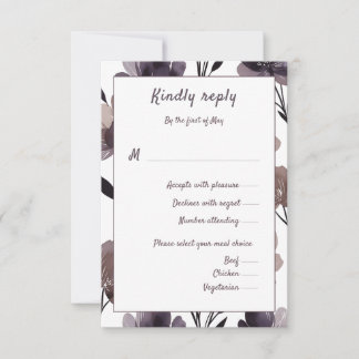 Cartão RSVP Purple Floral Botanical Wedding