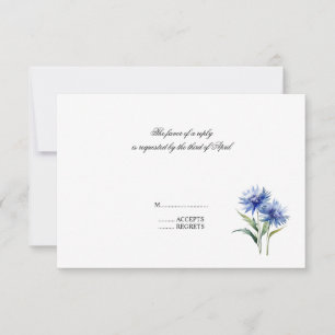 Cartão RSVP Purple Watercolor Cornflower WIldflower Wedding Al