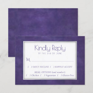 Cartão RSVP Púrpura Aquarela   Opção Refeição Do Quadro Violet