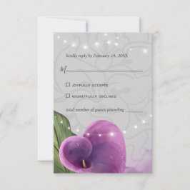 Cartão RSVP Púrpura Elegante Calla Lily Floral Watercolor