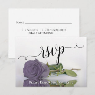 Cartão RSVP Púrpura Elegante Refletindo Casamento Rosa