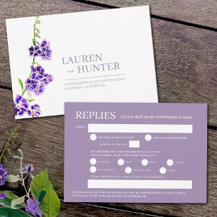 Cartão RSVP Púrpura farinha de água do Skyflower opções casame