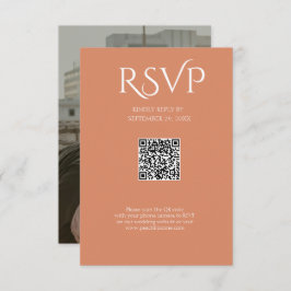 Cartão RSVP QR Code Modern Minimalistic Bright Copper Wedding