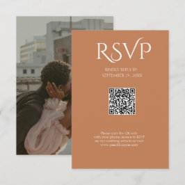 Cartão RSVP QR Code Modern Minimalistic Soft Copper Wedding