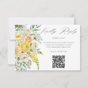 Cartão RSVP QR Código do Site de Casamento Floral Verde Salvia
