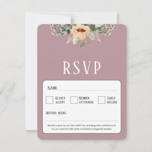 Cartão RSVP QR Código elegante cor-de-rosa floral