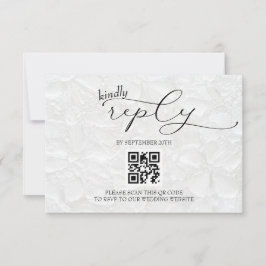 Cartão RSVP QR moderno de casamento preto e branco