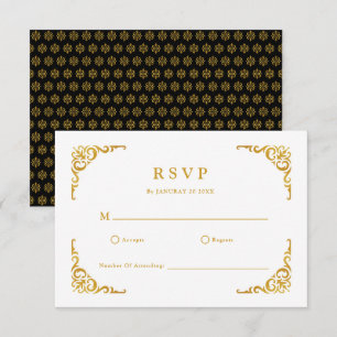 Cartão RSVP Quadro Barroco negro real e Dourado