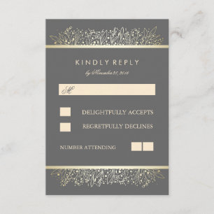 Cartão RSVP Quadro chique da respiração Dourado do bebê que