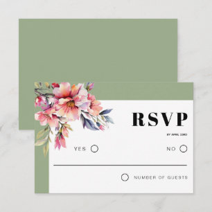 Cartão RSVP Quadro com ramo de rododendro e flores de casament