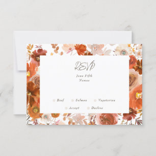 Cartão RSVP Quadro de Casamento Botânico Floral de Cinza Branc