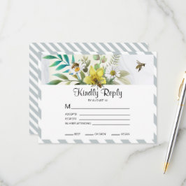 Cartão RSVP Quadro de Ouro das Flores de Verão