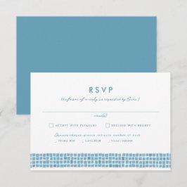Cartão RSVP Quadro do azulejo Casamento de destino simples gre