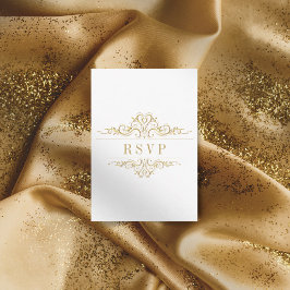 Cartão RSVP Quadro do Ouro Elegante de luxo