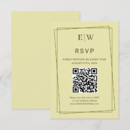 Cartão RSVP Quadro Elegante no Casamento do Monograma Amarelo 