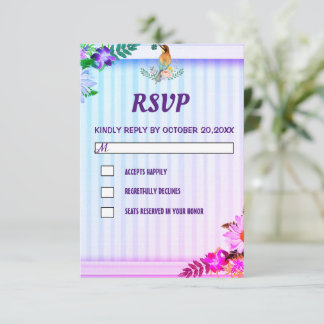 Cartão RSVP Quadro Floral de Gradiente Elegante