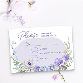 Cartão RSVP Quadro Floral Oval Roxo Elegante