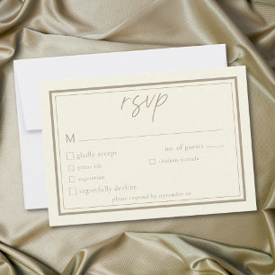 Cartão RSVP Quadro Minimalista Creme de Marfim Casamento