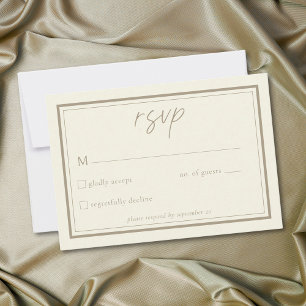 Cartão RSVP Quadro Minimalista Creme de Marfim Casamento