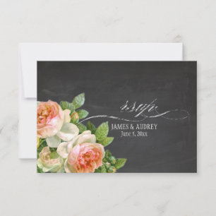 Cartão RSVP Quadros reativos PixDezines Rsvp+rosas de vintagem