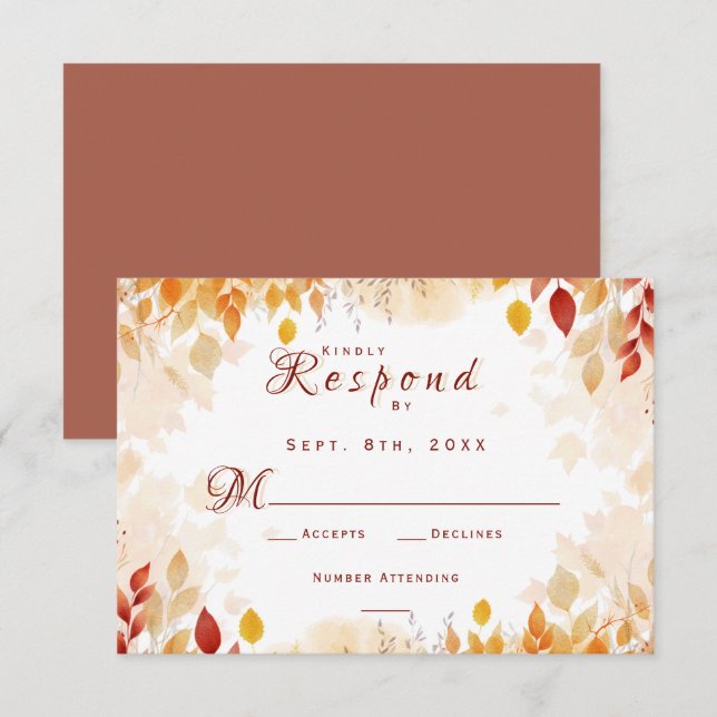 Cartão RSVP Quebra de Aquarela Deixa Casamento Russo (Frente/Verso)