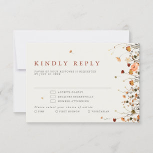 Cartão RSVP Queda Casamento Floral Boho Chic