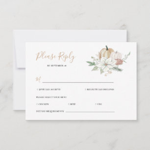 Cartão RSVP Quic moderno outono, abóbora elegante casamento
