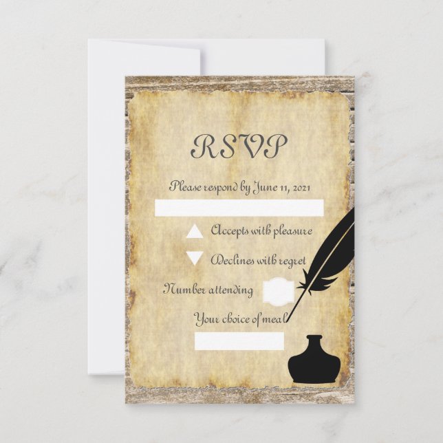 Cartão RSVP Quill and inkwell (Frente)
