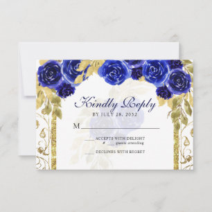 Cartão RSVP Quinceañera, Arco Dourado Real Floral