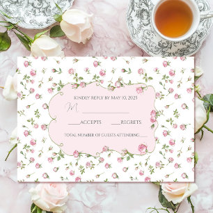 Cartão RSVP Quinceanera Blush Pink Rose Birday