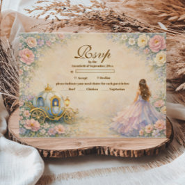 Cartão RSVP Quinceañera Conto de Fadas Carruagem Encantada