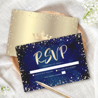 Quinceañera em Aquarela Azul Marinho com Glitter D