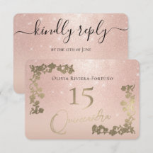 Quinceanera Oral Glitter Glitter Dourada Elegante