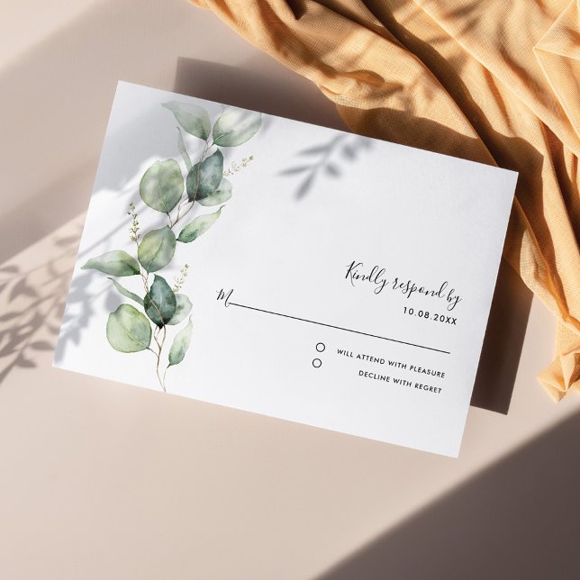 Cartão RSVP Quinceanera Rustic Eucalyptus 15 Birthday (Eucalyptus Greenery Quinceanera RSVP Card)