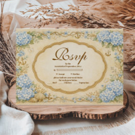 Cartão RSVP Quinceañera Vintage Costeira de Hydrangea