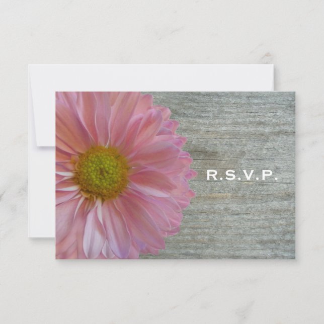Cartão RSVP R.S.V.P. de Casamento de Daisy & Barnwood Purple L (Frente)