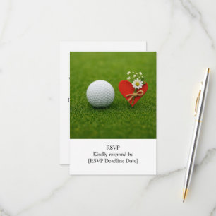 Cartão RSVP R.S.V.P. GOLFE Casamento com bola de golfe no verd