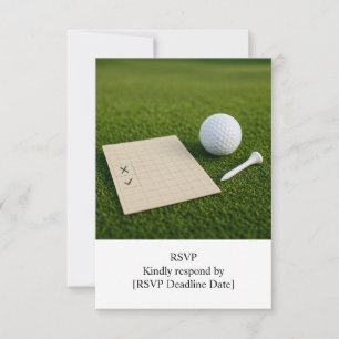 Cartão RSVP R.S.V.P. GOLFE Casamento com bola de golfe no verd