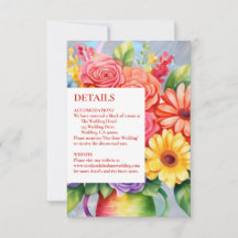Rainbow Colorful Flowers Details Enclosure Cards