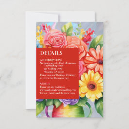 Cartão RSVP Rainbow Colorful Flowers Details Enclosure Cards
