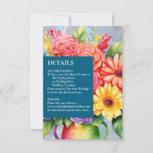 Rainbow Colorful Flowers Details Enclosure Cards